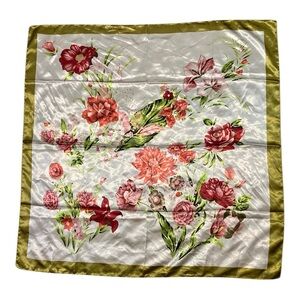 NO LABEL Faux Silk Multicolor Floral Fashion Scarf - 35” x 36”
